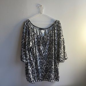 Star Vixen 3/4 Sleeve Front Tie Peasant Top 3X